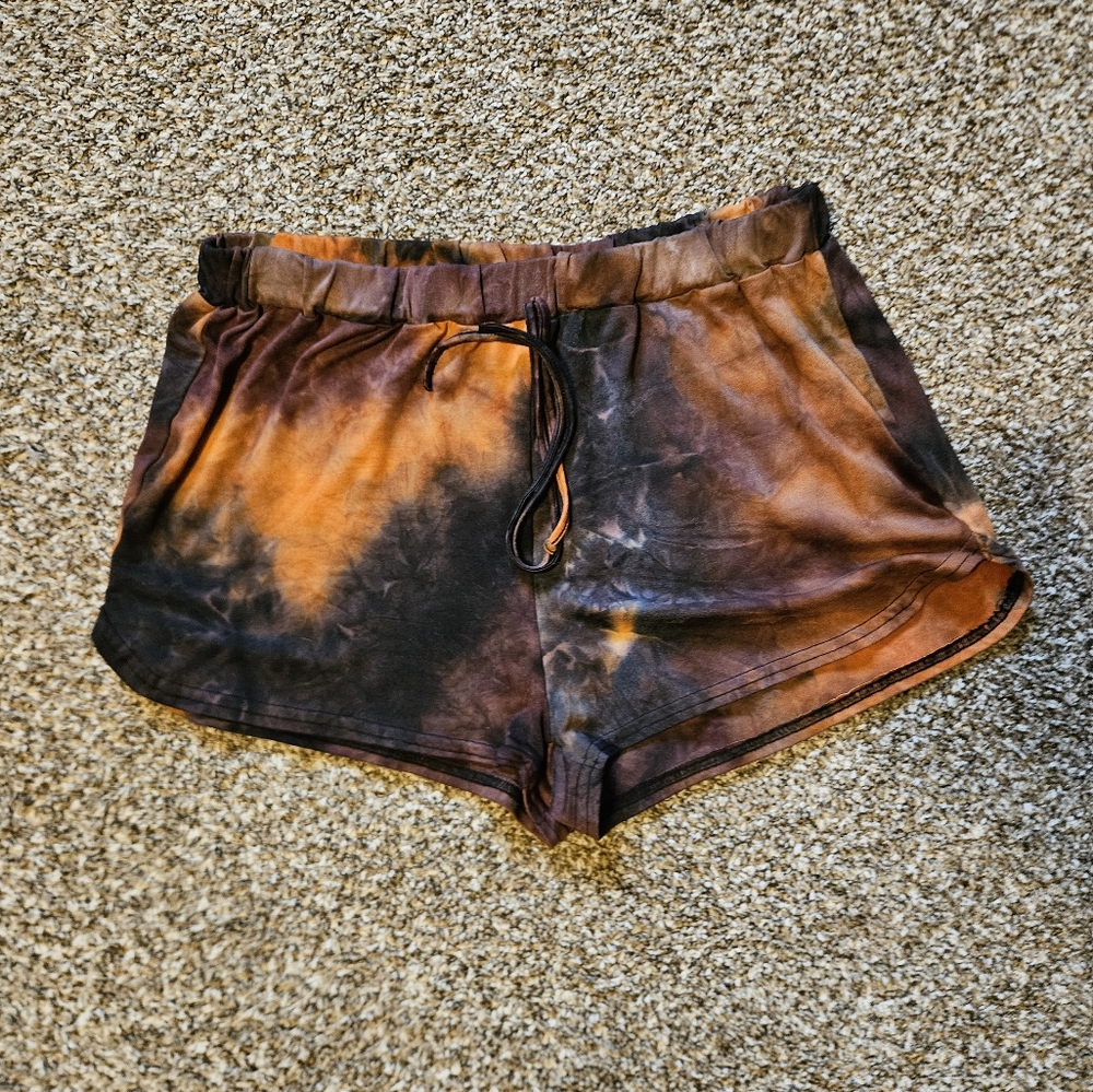 SHEIN Tie-Dye Shorts - Orange and Black
